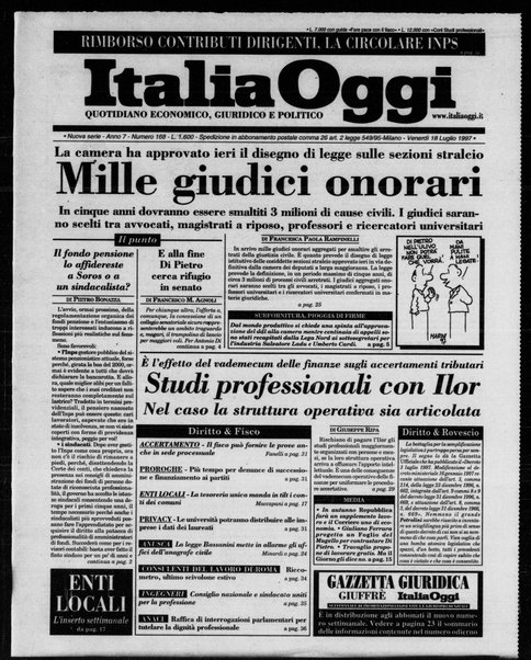 Italia oggi : quotidiano di economia finanza e politica